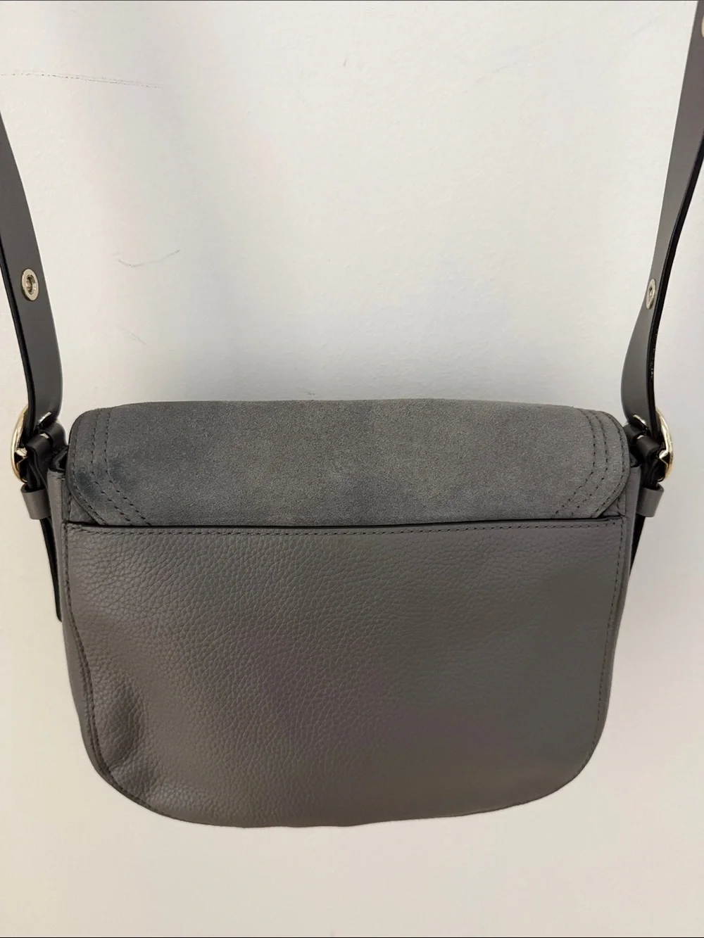 kate spade Gray Suede Crossbody Bag with Black Strap
